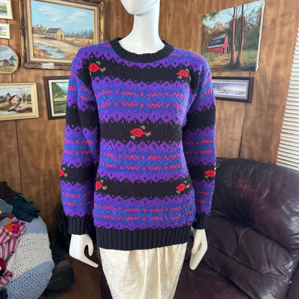 Vintage Floral Cottagecore Knit Sweater